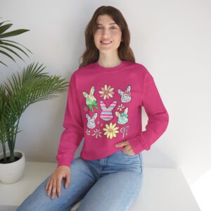 Colorful Bunny & Floral Sweatshirt- Paint Swatch Details