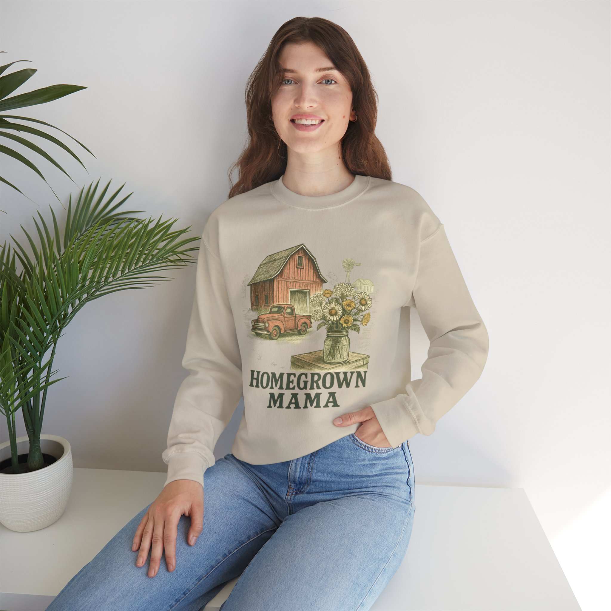 Homegrown Mama Crewneck Sweatshirt | Vintage Farm Life Pullover | Rustic Country Mama Sweatshirt | Cozy Southern Style - Image 2