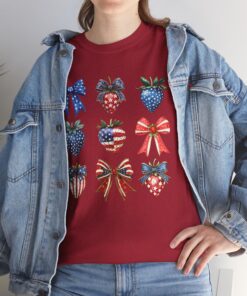 Patriotic Strawberries & Coquette Bows T-Shirt