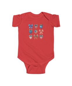 Patriotic Strawberries & Coquette Bows Baby Bodysuit