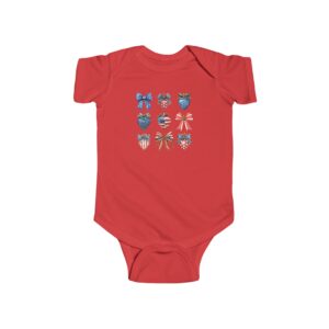 Patriotic Strawberries & Coquette Bows Baby Bodysuit