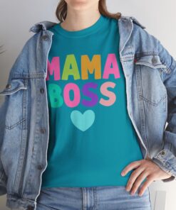 Mama Boss Shirt for Women - Cool Mom Tee with Heart