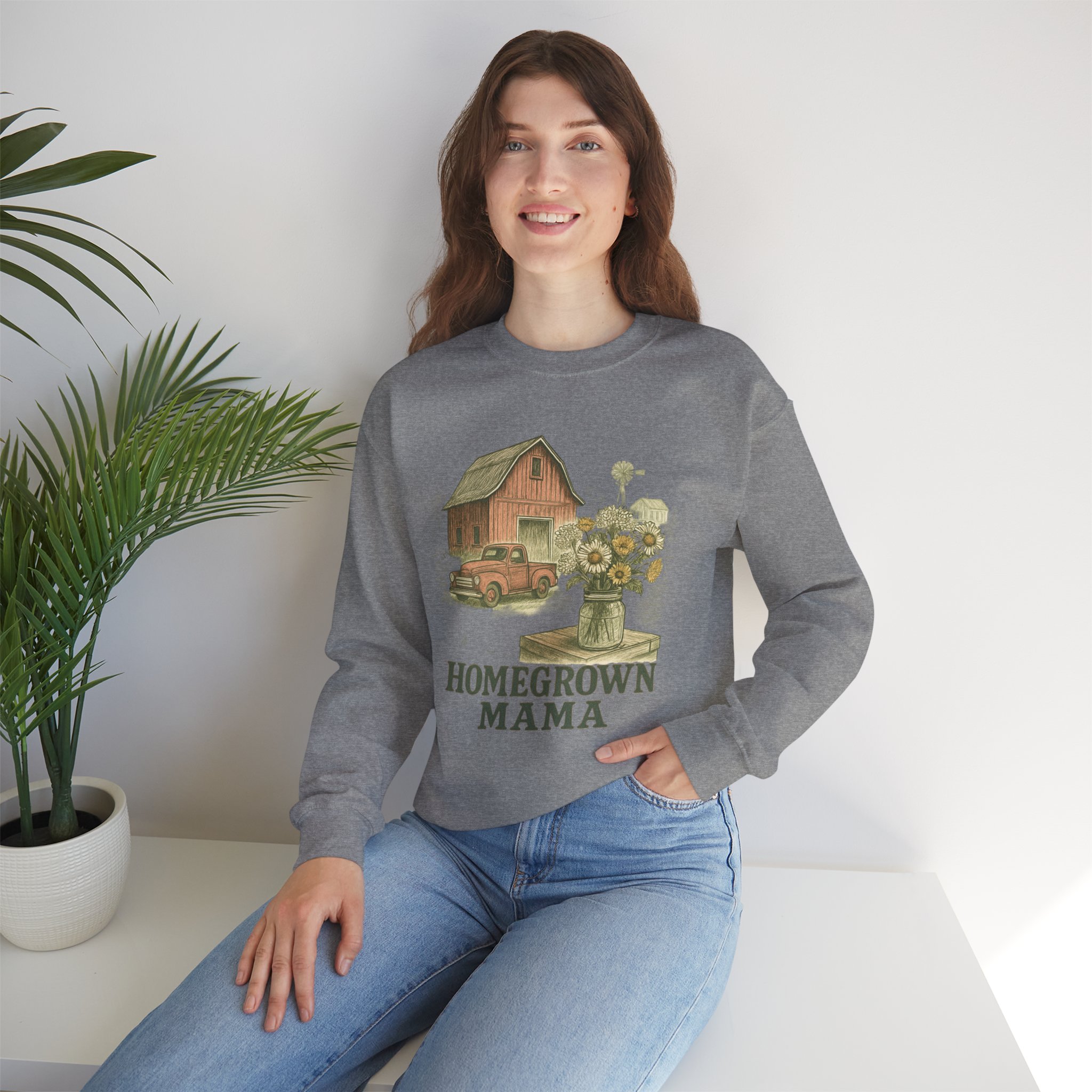 Homegrown Mama Crewneck Sweatshirt | Vintage Farm Life Pullover | Rustic Country Mama Sweatshirt | Cozy Southern Style - Image 3