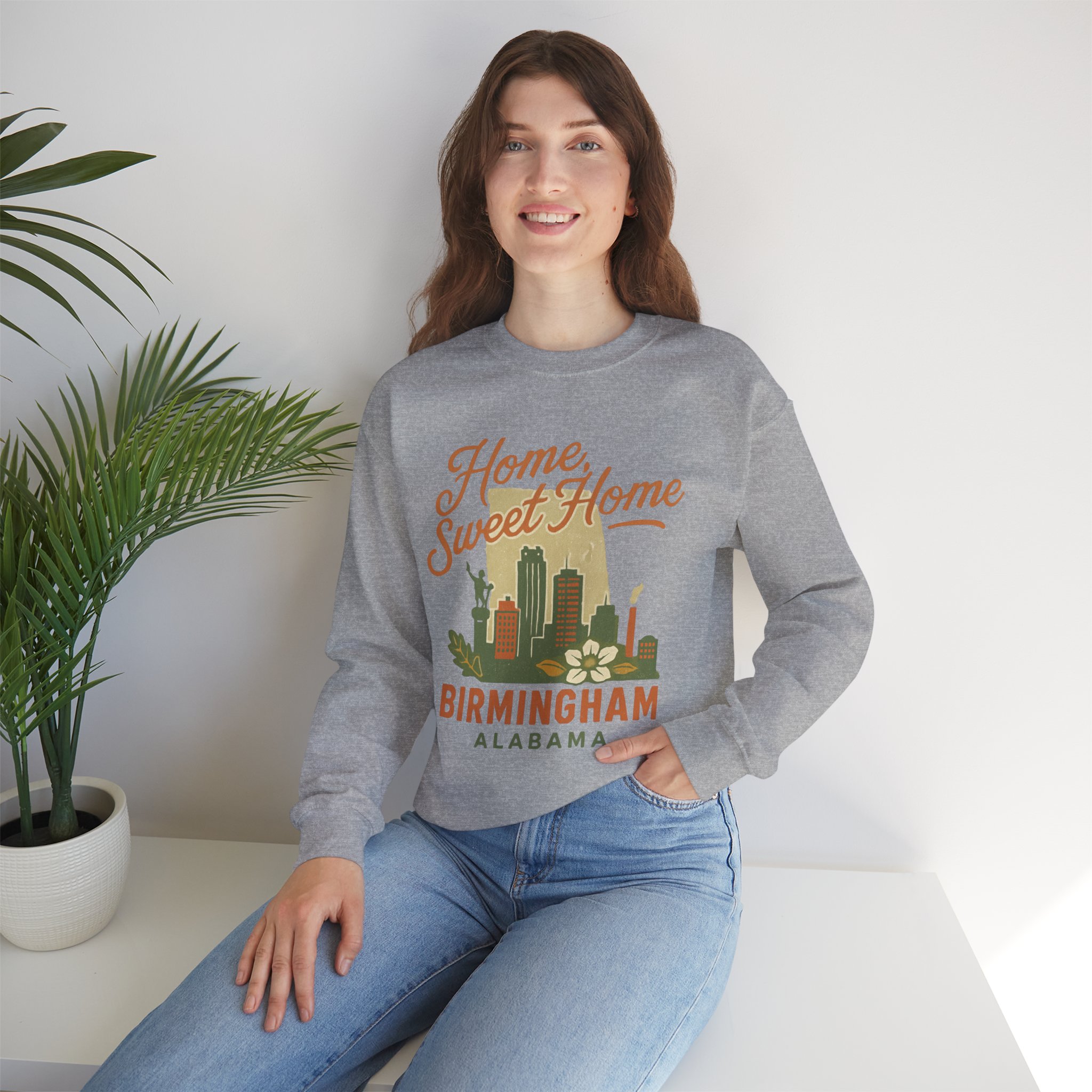 Vintage Home Sweet Home Birmingham Alabama Crewneck Sweatshirt | Retro Southern Style Pullover | Alabama Pride Gift - Image 3