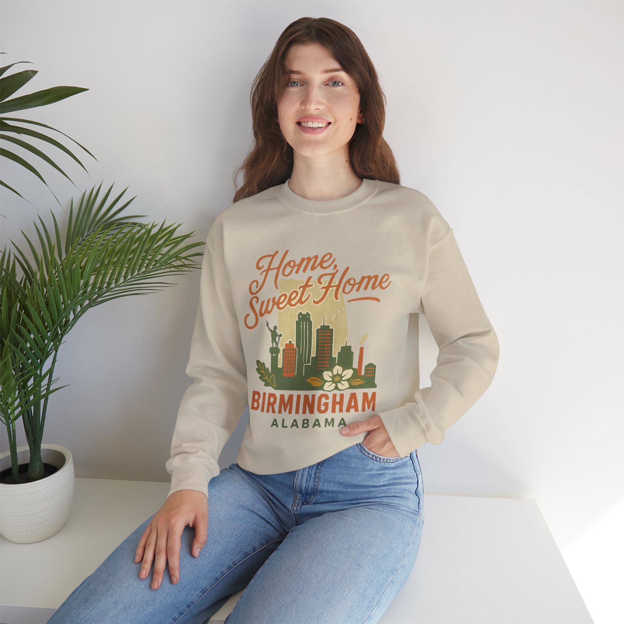 Vintage Home Sweet Home Birmingham Alabama Crewneck Sweatshirt | Retro Southern Style Pullover | Alabama Pride Gift - Image 2