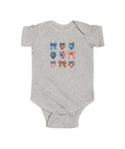 Alternative view of Patriotic Strawberries & Coquette Bows Baby Bodysuit