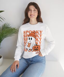 Alternative view of Spooky Ghost Crewneck Sweatshirt - Cozy Halloween Apparel for Fall