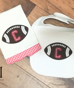 Personalized Football Bib & Burp Cloth Set
