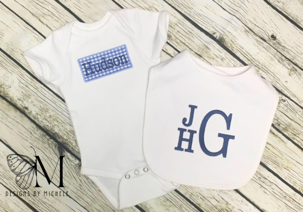 Personalized Baby Bodysuit and Bib Set