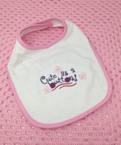 Cute as a Button Embroidered Bib