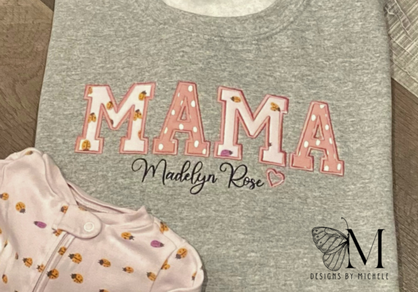 Mama Embroidered Keepsake Applique Sweatshirt | Mama Crewneck | Gift for Mom | Personalized Sweatshirt
