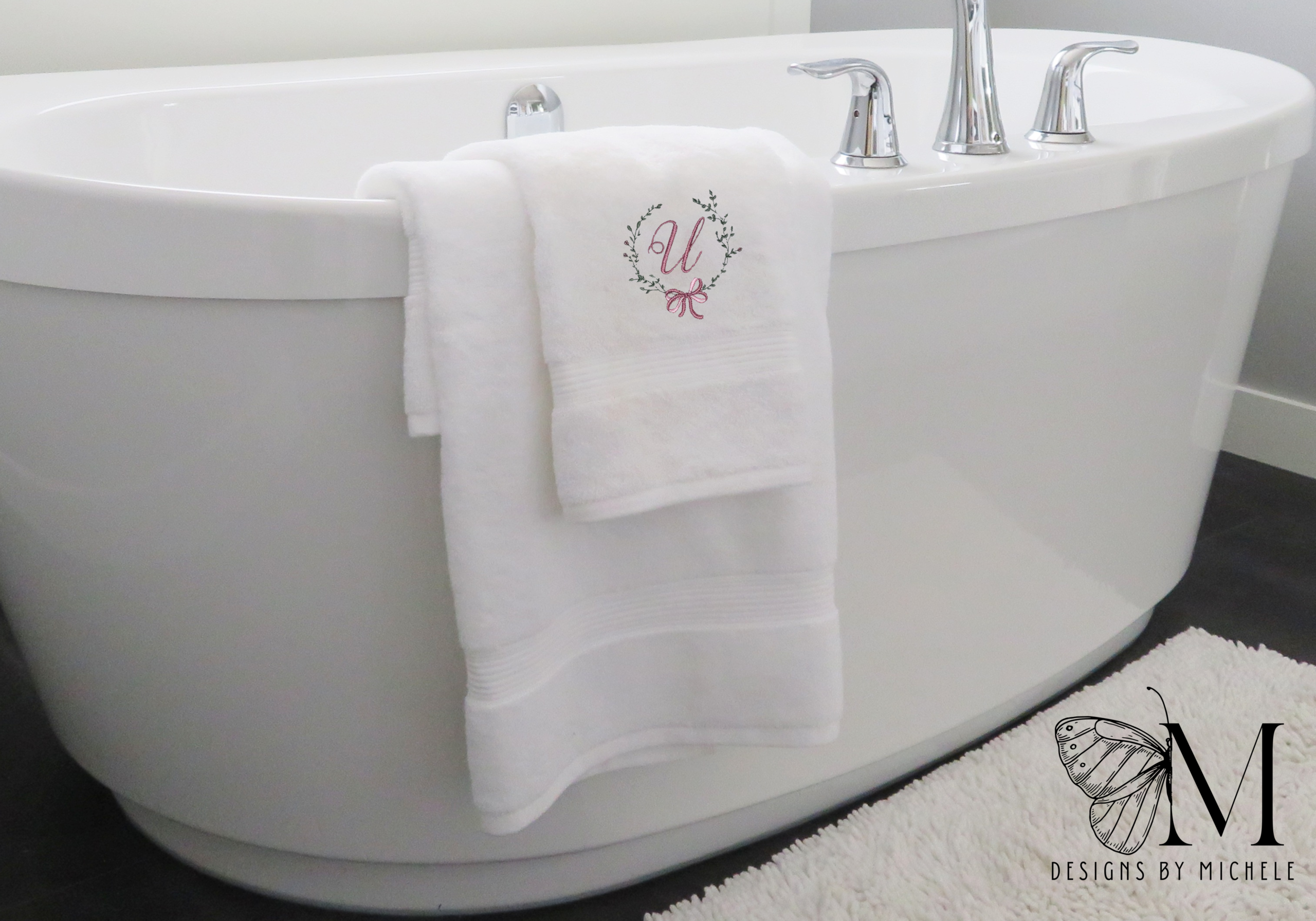 Floral Wreath Monogram Towel