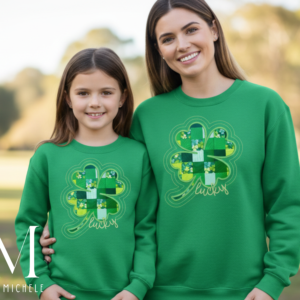 Lucky Mama Quilted Clover Sweatshirt | St. Patrick’s Day Applique Pullover for Women